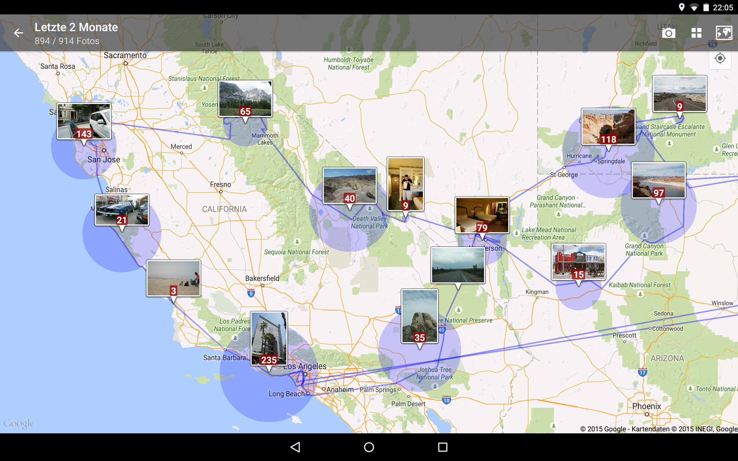 PhotoMap - Karte mit Ansicht aller Fotos